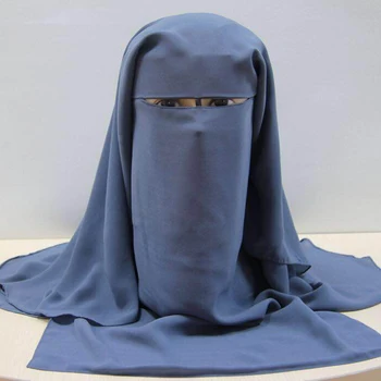 Musulmonų Bandana Šalikas Islamo 3 sluoksnių Niqab Burqa Juoda Veidą Padengti variklio Dangtis, Hijab Bžūp Šydas, galvos Apdangalai, Abaja Wrap Ramadanas Malda