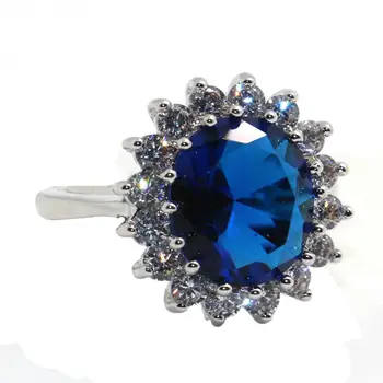 Mėlyna Kristalų Cirkonis 925 Sterlingas Sidabro, Aukščiausios Kokybės Išgalvotas Papuošalai vestuvių Žiedo Dydis 5 6 7 8 9 10 11 F1175