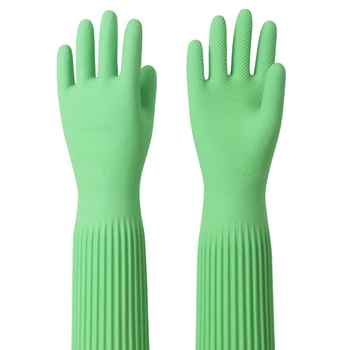 Natūralaus latekso pirštinės apsaugoti Super ilgis dydis 58cm Spalva žalia daržovių skalbimo ir namų valymo darbo pirštinės