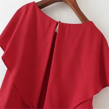 Nauja Raudona Kieta Prarasti Mini Suknelė Moterims Gražus Vasaros Mados Ruffles Trumpomis Rankovėmis Suknelės Moteris Derliaus Suknelės Moterų Ponios