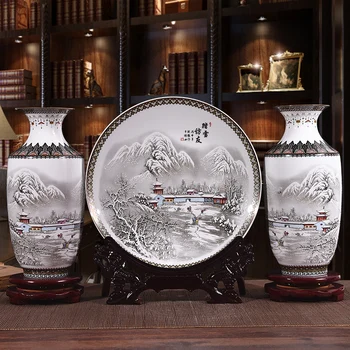 Naujas Atvykimo Antikvariniai Jingdezhen Keramikos Vaza Plokštės Rinkinys Klasikinio Kinų Tradicinės Apdailos Vaza Gėlių Porceliano Vaza