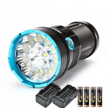 Naujas LED Vandeniui Žibintuvėlis/Taktinis 3 Režimas 20000 Liumenų 12x CREE XML T6 LED+ 4*18650 baterija +2*Kroviklis