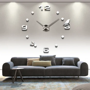 Naujas nekilnojamojo išjungti sieninis laikrodis žiūrėti kambarį adata kvarco namų puošybai laikrodžiai akrilo veidrodis lipduką 