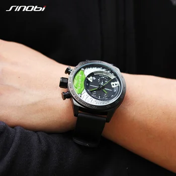 Naujas SINOBI Chronograph Watch Vyrų Kariniai Laikrodžiai Vandeniui Ženevos Kvarcinis Laikrodis, vyriški Sportiniai Relogio Masculino Lenktynių