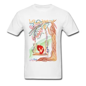 Naują įrašą Energingą Džiunglių Fox T-shirt Vyrai Animacinių filmų Dizaino Šeimos Gimtadienio Dovana Marškinėliai, Mados Juoda Trumpas Rankovės