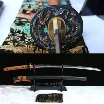 Nemokamai stovėti +kardas Full Tang Vertus kalvė 1060 Didelis anglies plieno Japonijos Samurajų Kardas katana aštrus.