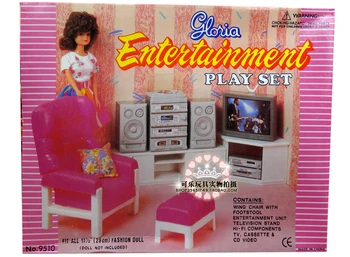 Nemokamas Pristatymas Baldų komplektas kambarį TELEVIZORIAUS garso sofa Mergina gimtadienio dovana Žaisti žaislai, lėlės Baldai barbie lėlės