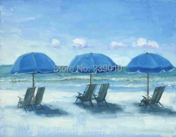Nemokamas pristatymas Viduržemio jūros paplūdimio kėdės aliejaus tapybai, drobė spausdina marina naftos tapyba ant drobės apdailos nuotrauką