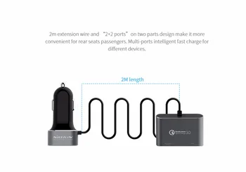 Nillkin 4 uostų dvigubas USB automobilinis įkroviklis adapteris micro Tipas-C automobilinio įkroviklio xiaomi mi5 mi5s samsung s8 s8+ HTC už LG G6