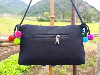 Original embroidered women handbag Naxi.Hani brand canvas handmade pompoms shoulder bag vintage travel crossbody bags