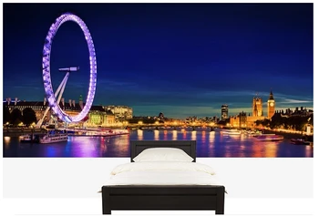 Pasirinktinius nuotraukų foną, Londono Panorama freskomis sėdint kambarį, miegamąjį, TV, sofa sienos vandeniui vinilo papel DE parede