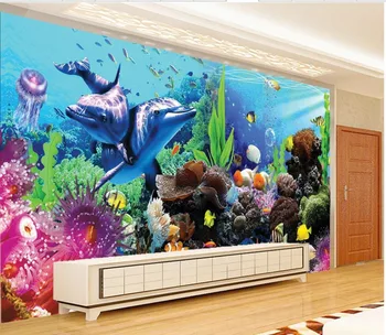 Povandeninis Pasaulis 3D stereoskopinis TV foną, žuvų 3d tapetai kraštovaizdžio stereoecopic tapetai