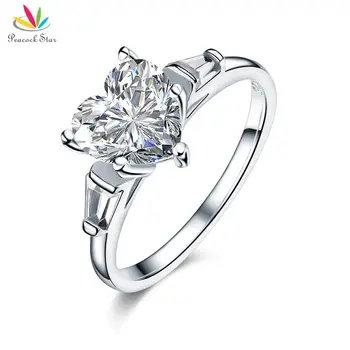 Povas Star Kietasis 925 Sterlingas Sidabro Vestuvės Vestuvinis Pažadas Žiedas 2 Karatų Širdies Papuošalai Sukurta Diamante CFR8279