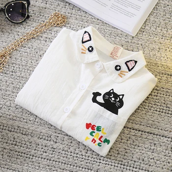 Prekės Rudenį Baby Girl Marškinėliai ilgomis Rankovėmis Siuvinėjimo Spausdinti Drabužius Animaciją Kačių Viršūnes Tees Vaikams Mergaitėms Vaikų Palaidinė 2-10Y