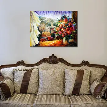 Rankomis dažyti Paletės peilis tapybos gėlės jeruzalės aliejumi ant drobės, šiuolaikinio meno situaciją kambario dekoro