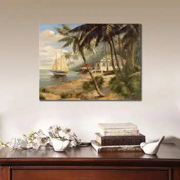 Rankomis Dažyti šiuolaikinio meno pakrančių peizažai Naftos tapyba ant drobės Key West Paslėpti sienų dekoras Aukštos kokybės