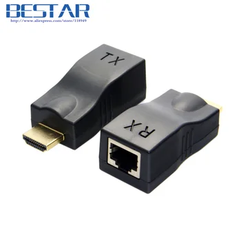 RJ45 HDMI 1.4 Extender Per Vieną 30m Ethernet LAN RJ45 CAT5E CAT6 HDTV 1080P Su 3D