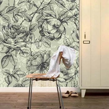 Rose ekrano užsklanda,ranka tempti rožės,retro modelio sienų tapyba už kambarį miegamasis restoranas fono sienos vinilo tapetai