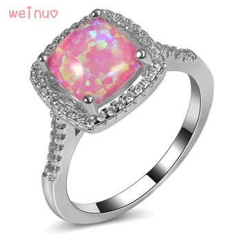Rožinė Opal White Crystal Žiedas 925 Sterlingas Sidabro, Aukščiausios Kokybės Išgalvotas Papuošalai Vestuvių Žiedo Dydis 5 6 7 8 9 10 11 A230