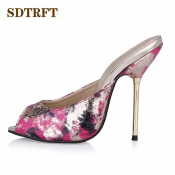 SDTRFT Plius:35-42 43 Vasarinės Basutės SM Sandalai zapatos mujer 11cm aukštakulnį vestuvių bateliai moteris seksuali Crossdresser siurbliai