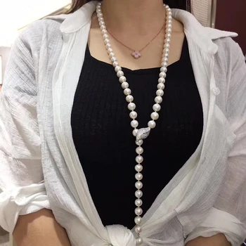 Sinya Megztinis grandinės Turas Natūralių perlų gija ilgi karoliai Moterų, Mergaičių Mamos meilužis naujausias dovana dviaukštis Pearl chocker