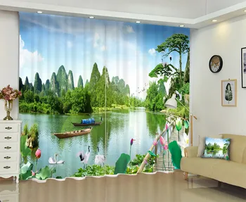 Spausdinti Kinijos Peizažai Lango Užuolaidėlė 3D Užuolaidas Kambarį