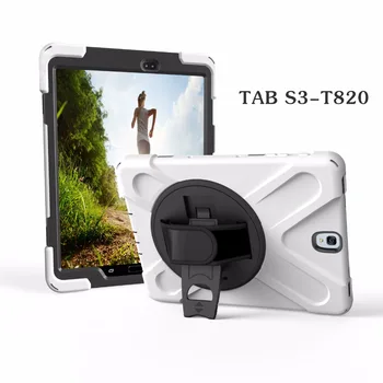 Sunkiųjų Silikono Sunku Tablet Case For Samsung Galaxy Tab S3 9.7 SM-T820 T825 Padengti Vaikai Saugus, atsparus smūgiams Ranka Diržo Turėtojas