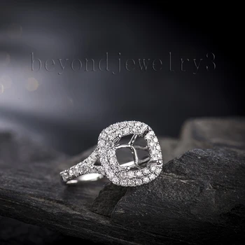 Sužadėtuvių Žiedus su deimantais Su realiais Platinum Pusiau Kalno Žiedas Parametrai Paspaudę Pagalvėlė 7mm 0.83 ct Deimantų Papuošalai SR00232