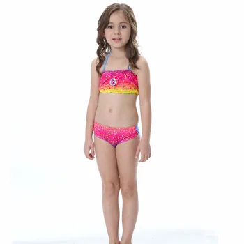 Swimmable Undinėlės uodega uodega Bikini rinkiniai 3pcs + Monofin Princesė Suknelė Mergaitėms Vaikas cosplay maudymosi kostiumėlį, maudymosi Kostiumėliai,