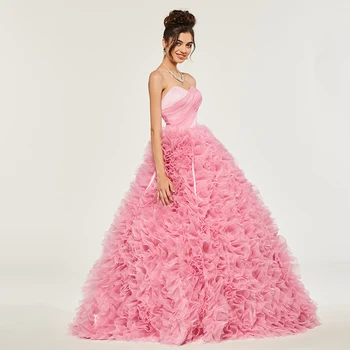 Tanpell domino raukiniai kamuolys suknelė quinceanera suknelės rankovių grindų ilgio suknelė lady ilgo stebėjimo quinceanera suknelės