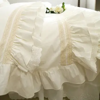 Top beige elegant bedding set ruffle layers duvet cover bedding handmade wrinkle lace bedspread elgant bed sheet for princess