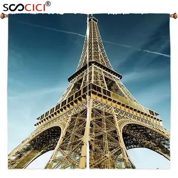 Užuolaidos Gydymo 2 Plokštės,Eifelio Bokštas Paryžiuje Parko Romantiška Panorama Didelės Raiškos Nuotrauką Spausdinti