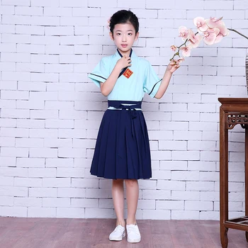 Vasaros Spalvotų Vaikų Kinijos Liaudies Kostiumas Hanfu Kostiumai Mergaičių Senovės Kinų Viršuje + Sijonas