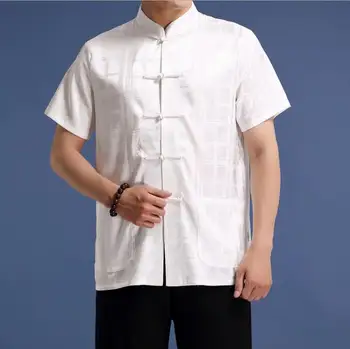 Vasaros vidutinio amžiaus Kinų tunika kostiumas vyras plona striukė vyrams švarkas trumpomis rankovėmis, paltai mens Tango kostiumas Kinų stiliaus stovėti apykaklės