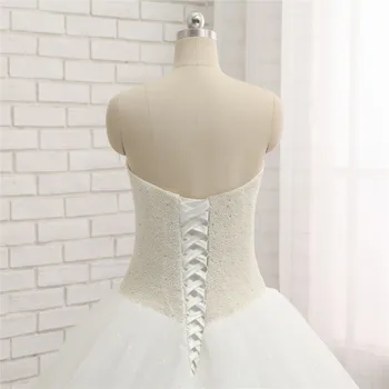 Vestido de noiva simple Paprasta-line Tiulio Vestuvių Suknelės, Brangioji Iškirpte Nėriniai Atgal Nuotaka Vestuvių Suknelės