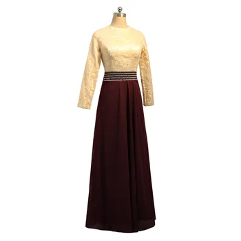 Violetinė 2018 Musulmonų Vakaro Suknelės-line Ilgos Šifono Rankovės Granulių Šalikas Islamo Dubajus, Saudo arabų Ilgai Vakare Gown Prom Dress
