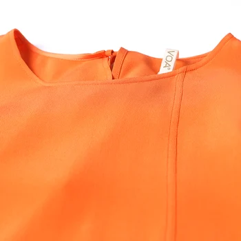 VTĮ 2017 m. Vasaros Orange Prarasti Trumpas Atsitiktinis Sunkiųjų Šilko Ilga Suknelė Plius Dydis O-kaklo trumpomis Rankovėmis Laisvalaikio Moterų Maxi Suknelė A7065