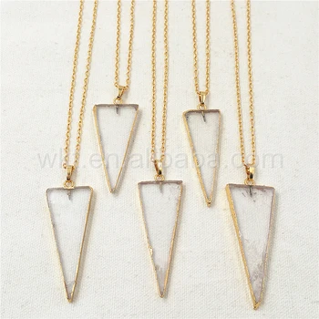 WT-N787 Aukso Apdaila Trikampis Akmens Kristalų Vėrinį ,Didmeninė 10vnt ilgai krištolo akmens pakabukas karoliai, papuošalai