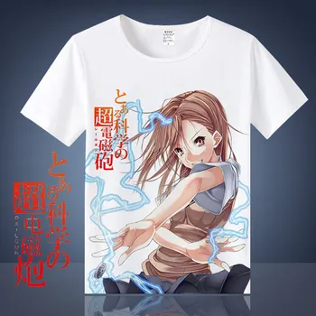 Į Aru Majutsu no Index Misaka Augalą T-shirts Railgun Cosplay Atspausdinta Marškinėliai trumpomis Rankovėmis Tees Kamijou Touma Viršūnės