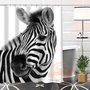 Šiuolaikinės Mados Užsakymą zebra@1 Audinys Poliesteris Dušo Užuolaidos vonios kambarys Su Kabliukais Karšto Pardavimo H0223-109