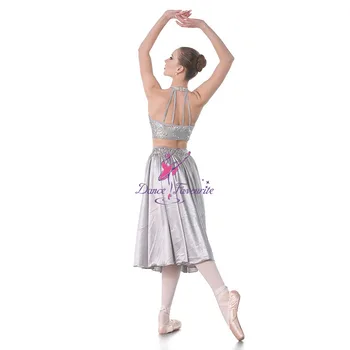 Šokių Mėgstamą Pilka China Nėrinių Liemenė Lyrinis Šokių Suknelė su Satino Sijonas Baleto Šokio Kostiumai Dress Dancewear