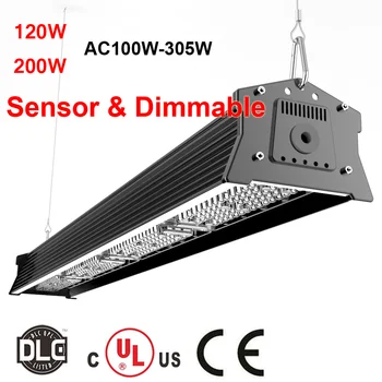100V-305V UL DLC Outdoor Motion Sensor Light Dimming Function 120w 200w led high bay Linear Lighting,130m/w