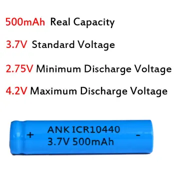 100vnt 10440 Baterijų 500mah TIBI IKPA 10440 3.7 v, Li-ion Įkraunama Baterija Apie Pardavimą