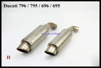 1Set(2pcs exhausts+2pcs Link Pipe+Accessories) for Du ca ti 796 795 696 695 Motorbike Exhaust Muffler Pipe Escape with DB Killer