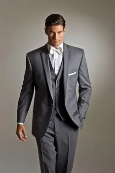 2018 karšto pardavimo vestuvių kostiumai vyrams tuxedos Vyrų-du mygtuką groomsmen kostiumas trijų dalių kostiumas striukė+kelnės+liemenė+kaklaraištis