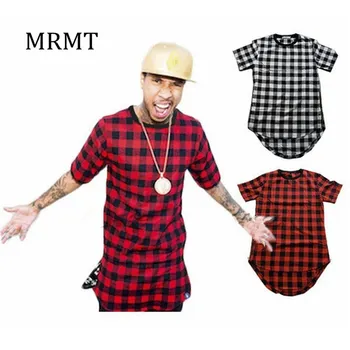 2018 Nauja Drabužių Mens Patikrinti Marškinėliai Hip-Hop plaid marškinėliai su Užtrauktuku Hiphop Grobis T-shirts Streetwear Mens Tyga vyrų Marškinėlius