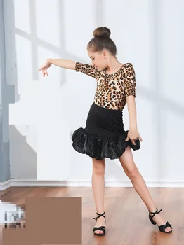 2018 naujas Merginų Sportinių Šokių Suknelė Seksualus Leopard Sijonai vaikams, Šiuolaikinių lotynų Salsa Veiklos Dėvėti