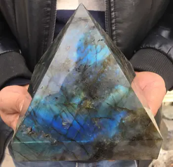 2400g Didelės Gamtos Labradoras kvarco kristalas brangakmenio piramidės taško reiki healing miner akmenys