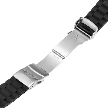 24mm Silikono Guma Watchband + Rankena Adapteris + Įrankis, skirtas Suunto Core Nerūdijančio Plieno Sagtimi Žiūrėti Juosta Dirželis Dervos Apyrankė Juoda