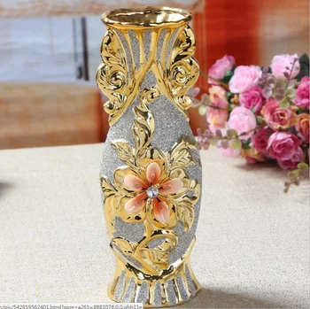 25*8.5*8.5 vaza Europos keramikos ornamentų aukso apkalos amatų dekoratyvinis dovanų KTV